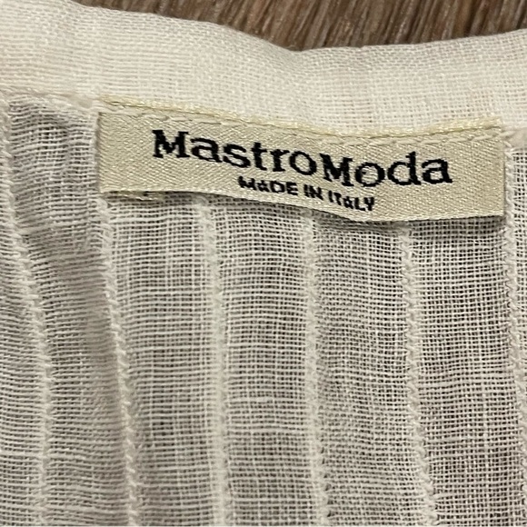 Mastro Moda Blouse Women’s M Button Up White Linen Lace Lagenlook Made In Italy - Picture 7 of 10